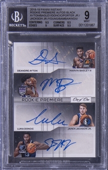 2018-19 Panini Instant "Rookie Premiere Autos Black" #RP16 Ayton/Bagley/Doncic/Jackson Jr./Young/Bamba/Knox/Porter Jr. Multi Signed Rookie Card (#1/1) - BGS MINT 9/BGS 10